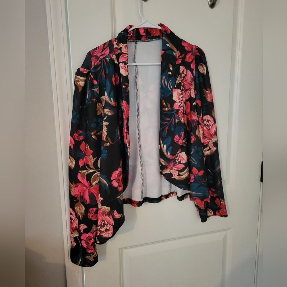 Floral Open Front Cardigan